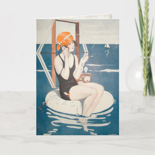 Greeting Card with Vintage Summer Illustration