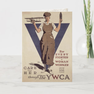 Greeting Card with WWII Propaganda Poster Print