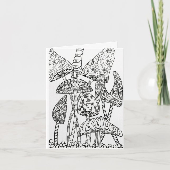 Greeting Cards - Mushrooms Doodle (Front)