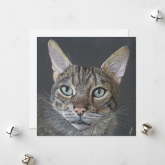 Greeting Cat Bengal Cat Fine Art blank  Holiday Card