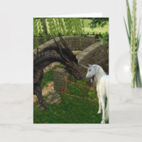 Greeting Dragon and Unicorn Fantasy