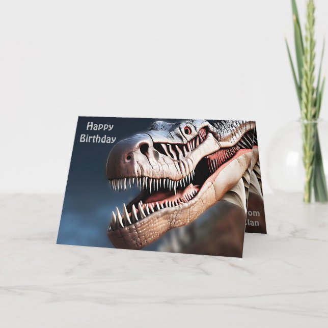 Greeting Fellow T-rexs, Birthday Card (Front)