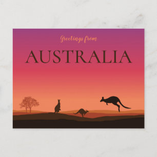 Greeting from Austrailia Kangaroos Travel Postcard
