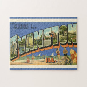 Greeting from Evanston ILL 11x14 Jigsaw Puzzle