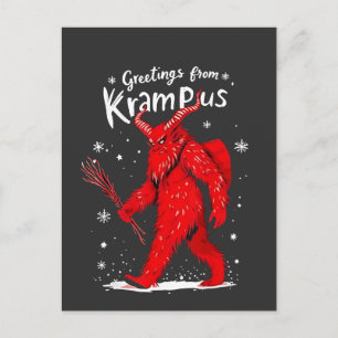 Greeting from Krampus Xmas Christmas  Announcement Postcard