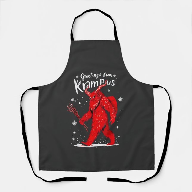 Greeting from Krampus Xmas Christmas  Apron (Front)