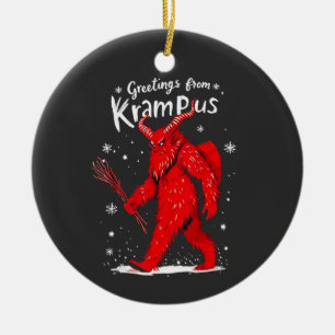 Greeting from Krampus Xmas Christmas Ceramic Tree Decoration