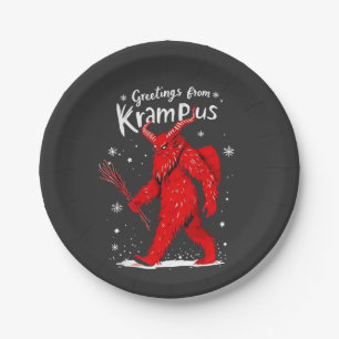Greeting from Krampus Xmas Christmas  Paper Plate