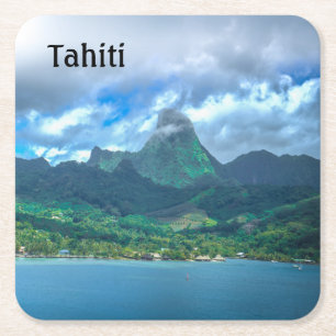 Greeting from Tahiti Square Paper Coaster
