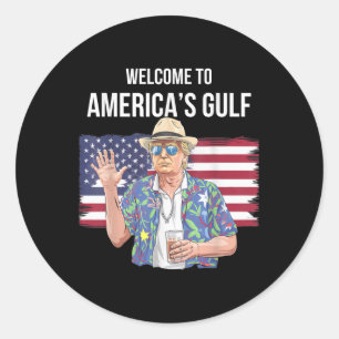 Greeting From The Gulf Beach Of America Patriotic Classic Round Sticker