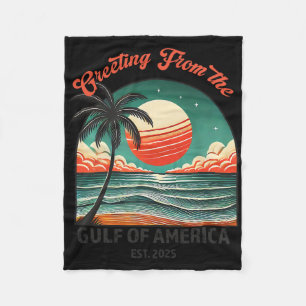Greeting From The Gulf Of Usa America Funny Trump Fleece Blanket