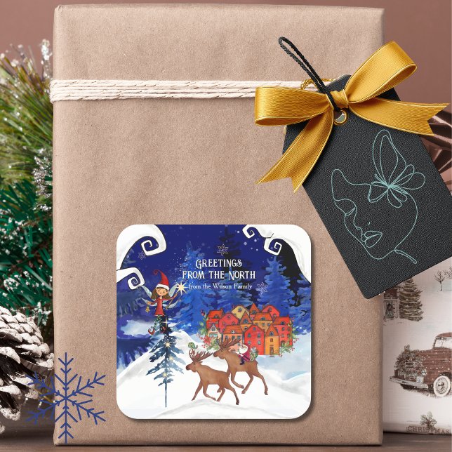 Greeting from the North Moose Village Square Sticker (Greeting from the North Moose Village Square Sticker)