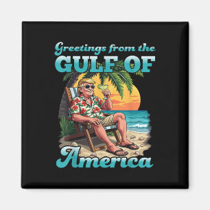 Greeting From The Patriotic Gulf Of Usa America Magnet