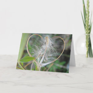 Greeting map lightbeige plant heart, in blank card