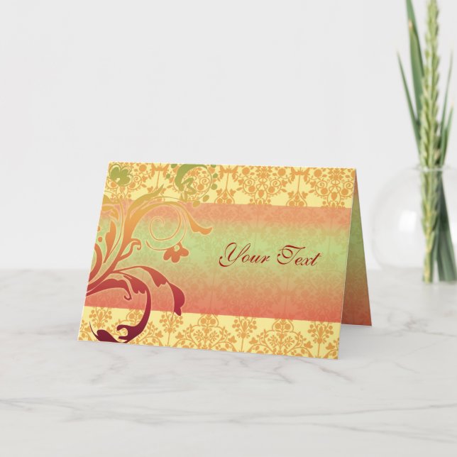 Greeting or Invitation card Orange red green (Front)