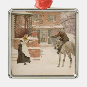 Greeting the Postman by Robert Walker Macbeth Metal Tree Decoration