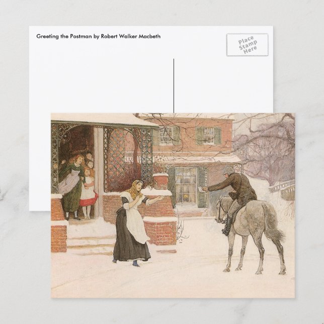 Greeting the Postman by Robert Walker Macbeth Postcard (Front/Back)