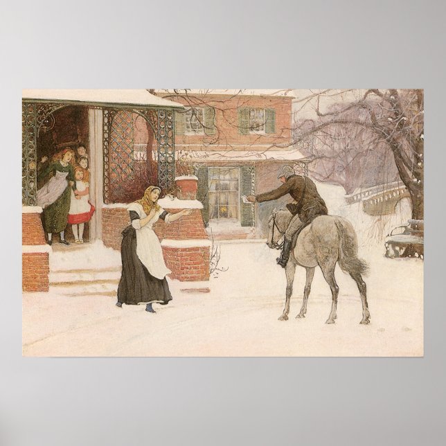 Greeting the Postman by Robert Walker Macbeth Poster (Front)