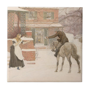 Greeting the Postman by Robert Walker Macbeth Tile