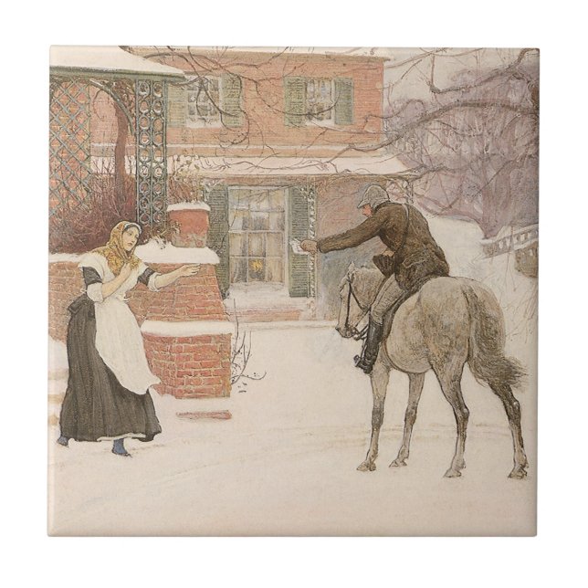 Greeting the Postman by Robert Walker Macbeth Tile (Front)