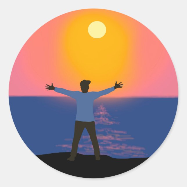 Greeting to the Sun Classic Round Sticker (Front)