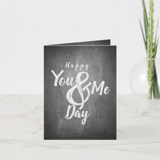 Greetings anniversary in chalkboard look card (Front)