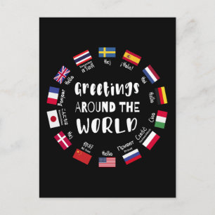 Greetings around the world - Hello in all language Holiday Postcard