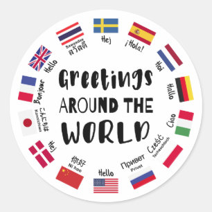 Greetings around the world, Hello in all languages Classic Round Sticker