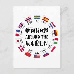 Greetings around the world, Hello in all languages Holiday Postcard