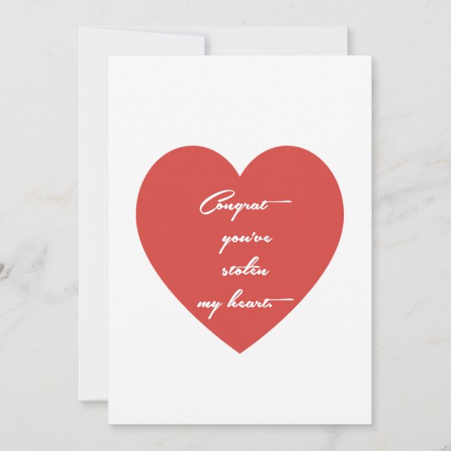 Greetings Card –“ Congrats You’ve Stolen My Heart" (Front)
