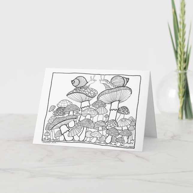 Greetings Card - Mushrooms Doodle  (Front)