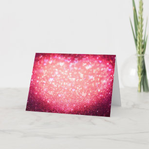 Greetings Card - Pink Hearts Sparkle