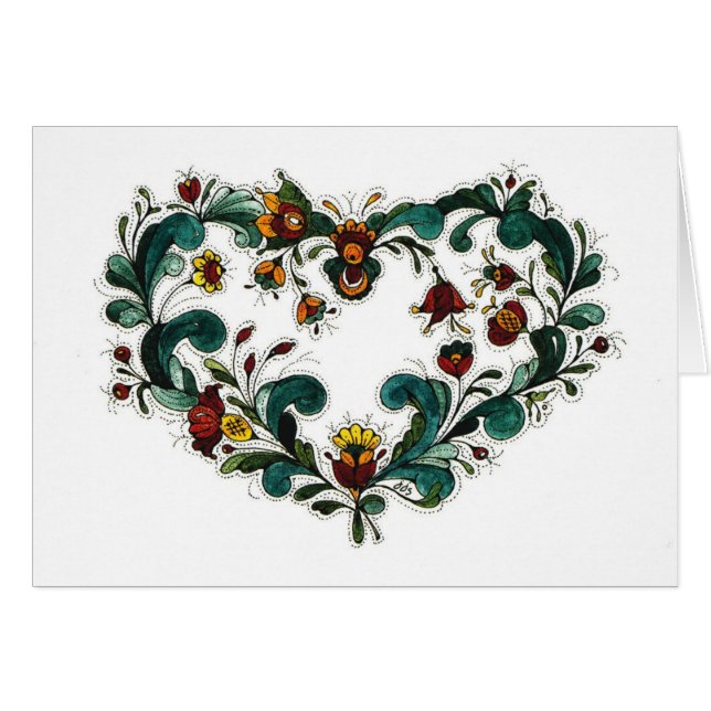 Greetings Card - Scandinavian Heart Design (Front Horizontal)