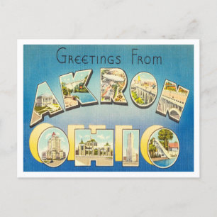 Greetings from Akron, Ohio Vintage Travel Postcard