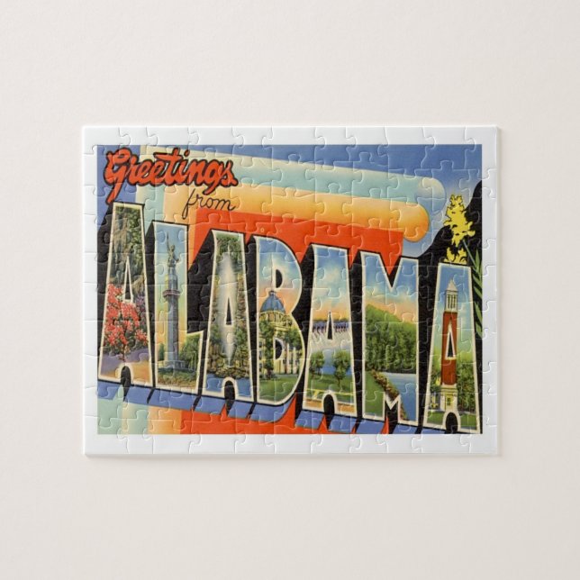 Greetings From Alabama Vintage Travel Jigsaw Puzzle (Horizontal)