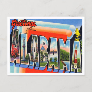 Greetings from Alabama Vintage Travel Postcard