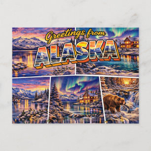 Greetings From Alaska Postcard