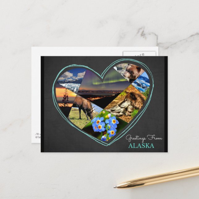 Greetings From Alaska ♥ Postcard (Front/Back In Situ)