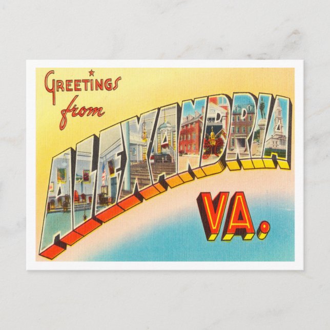 Greetings from Alexandria, Virginia Vintage Travel Postcard (Front)