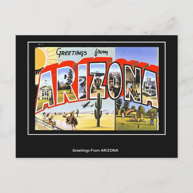 Greetings from Arizona Vintage postcard (Front)