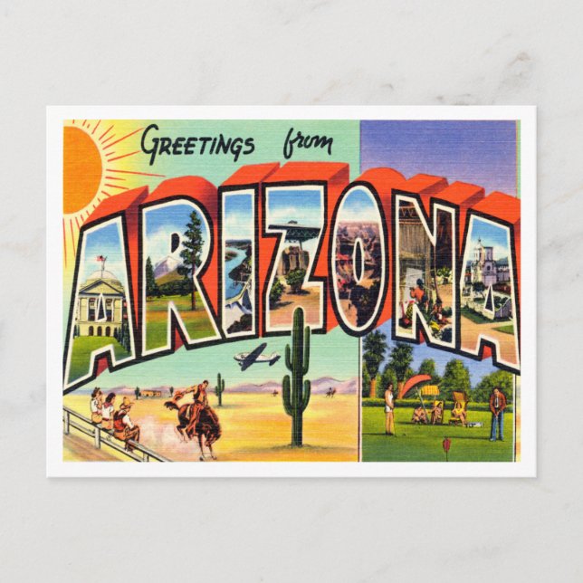 Greetings from Arizona Vintage Travel Postcard (Front)