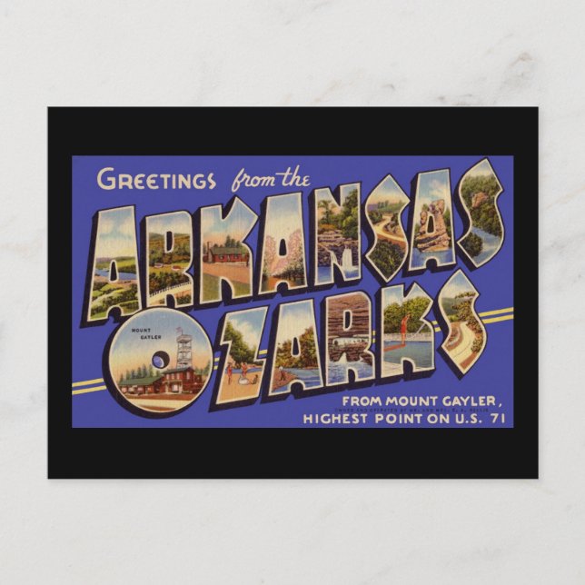 Greetings from Arkansas Ozarks Postcard (Front)