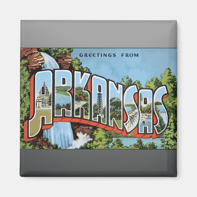 Greetings From Arkansas, Vintage Magnet (Front)