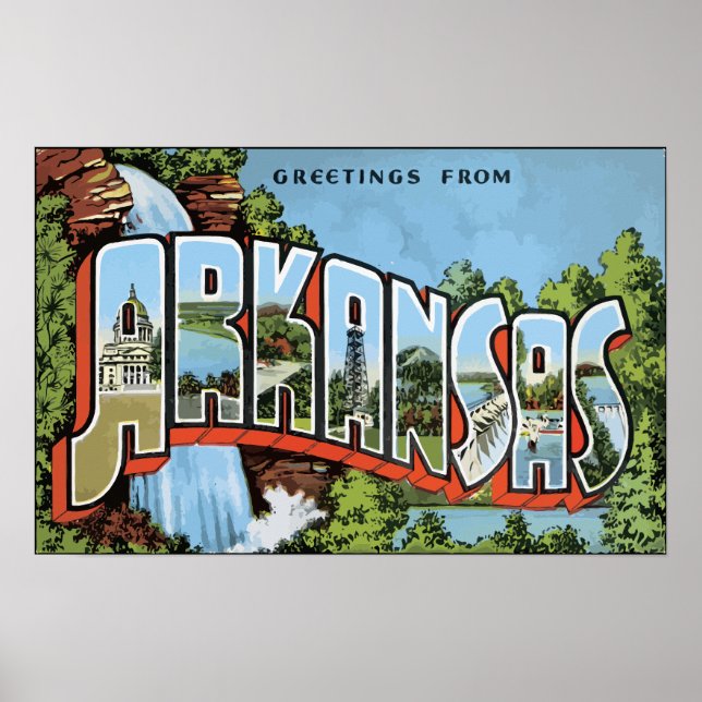 Greetings From Arkansas, Vintage Poster (Front)