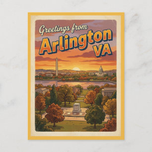Greetings From Arlington VA Postcard, 1960s Retro Postcard