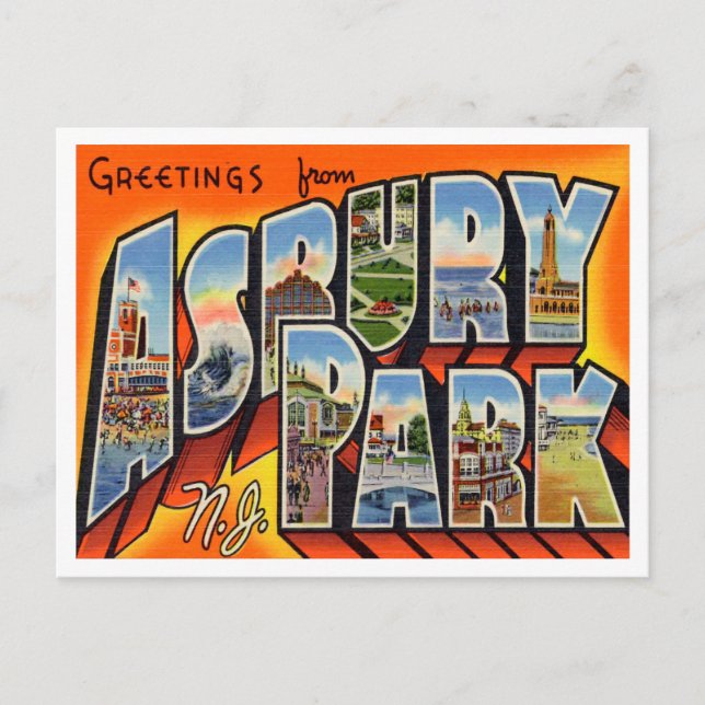 Greetings from Asbury Park, New Jersey Travel Postcard (Front)