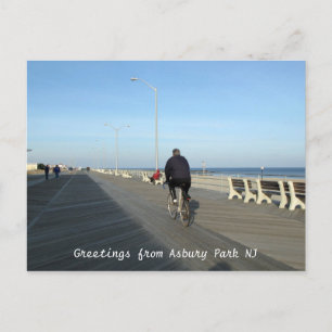 Greetings from Asbury Park NJ - Bicyclist Postcard