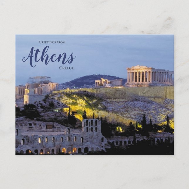 Greetings from Athens Greece Scenic Postcard (Front)