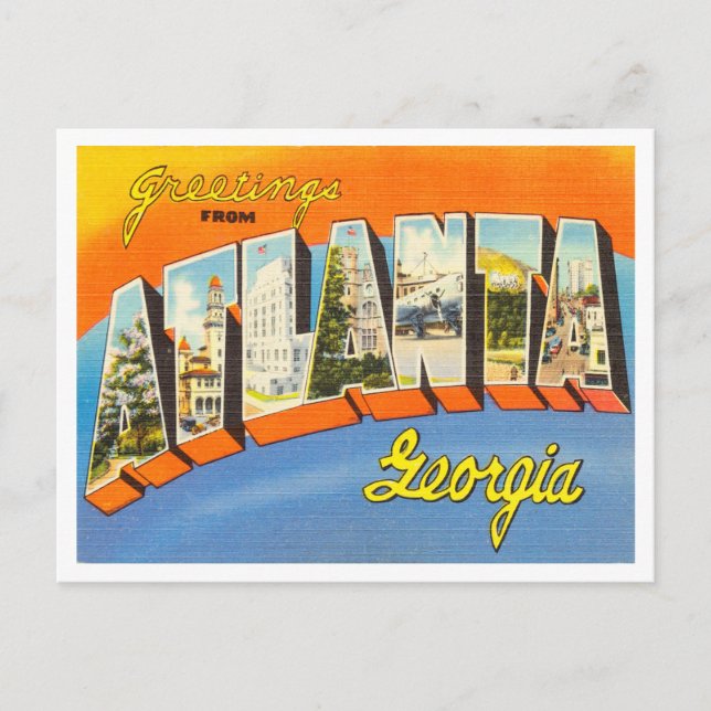 Greetings from Atlanta, Georgia Vintage Travel Postcard (Front)