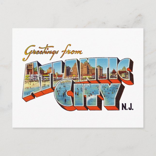Greetings from Atlantic City New Jersey Postcard (Front)